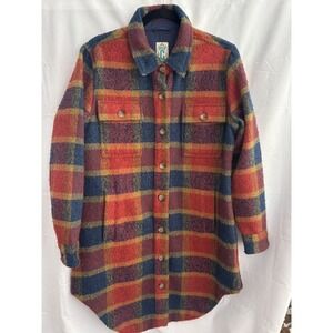 Rockin C Western Wear Shacket  Size Small/Medium Plaid Red Orange Casual Jacket
